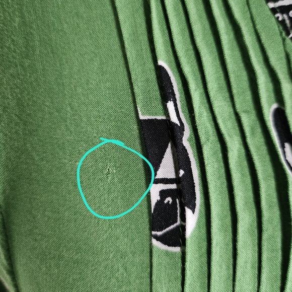 Maeve Anthropologie Green Dog Print Pintucked Button Down Peplum Blouse - Picture 5 of 15